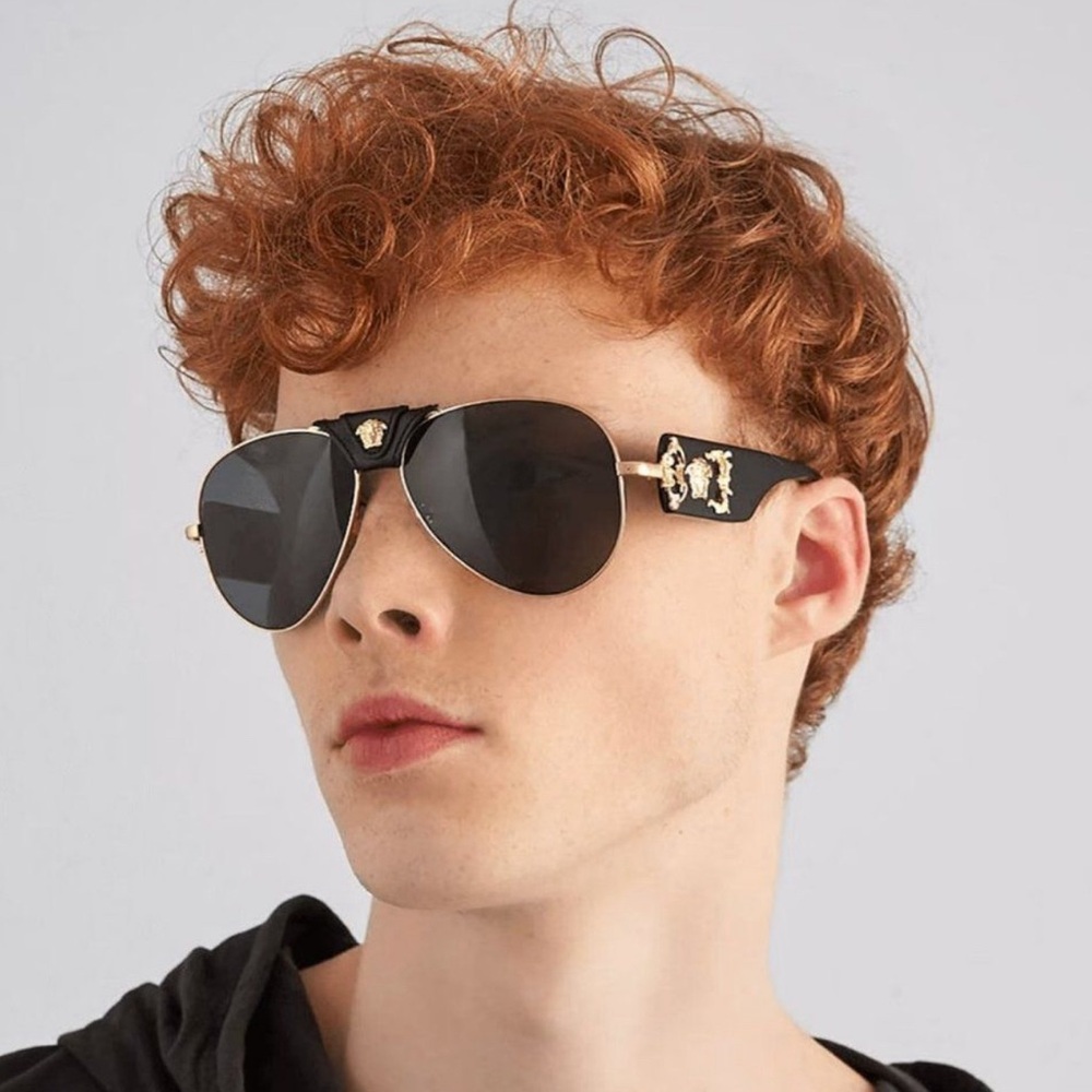 Authentic NWT Versace sunglasses Pilot Unisex 🖤🖤🖤🖤💛💛💛💛 - Picture 9 of 13